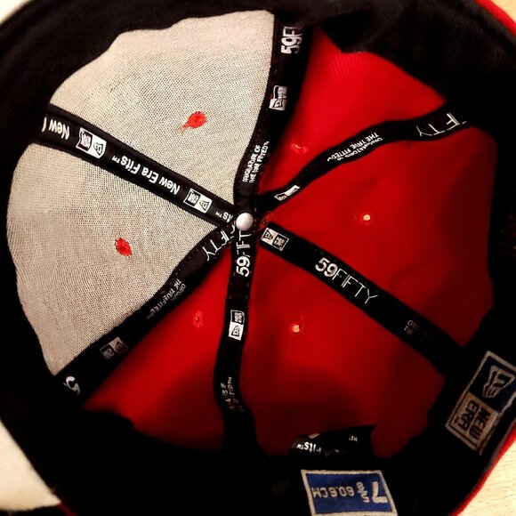 New Era Vintage Boston Red Sox Red White State Logo Embroidered Fitted 7 5/8 Hat - Picture 6 of 9